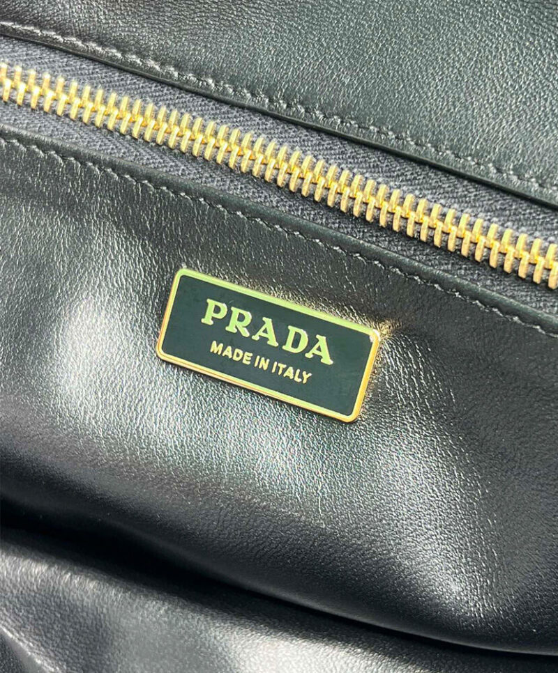 Prada Soft Sound Large Leather Shoulder Bag With Charms 1BD378 Black